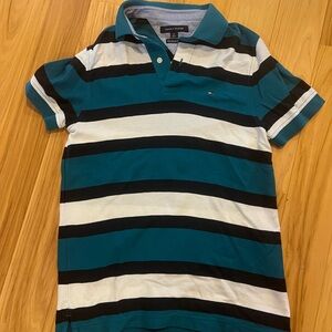 Tommy Hilfiger Men's Polo - Blue, Black, White Striped